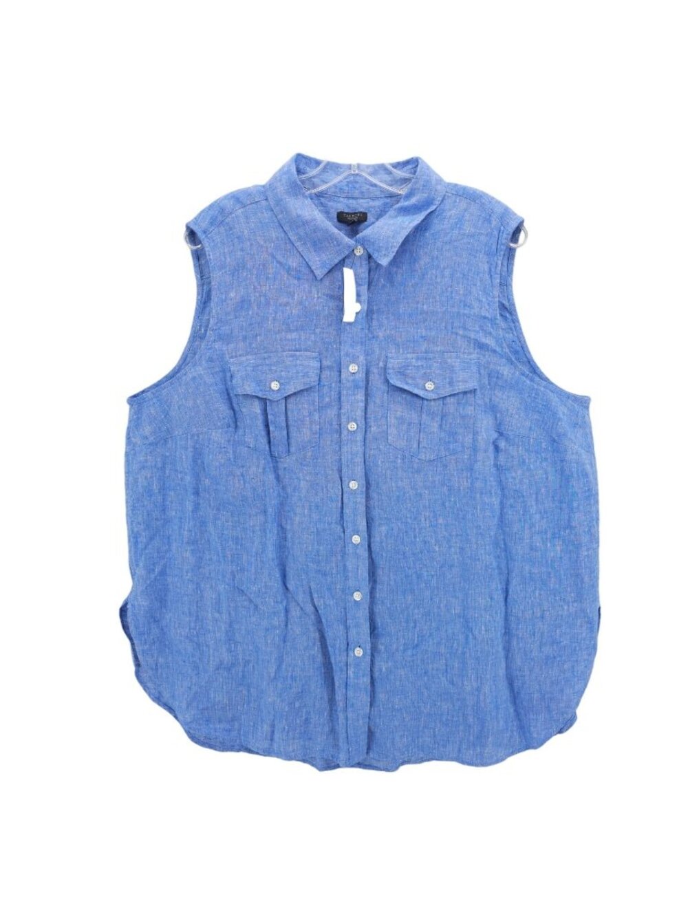 NWT TALBOTS Blue 100% Linen Sleeveless Shirt PETITE PLUS Size 2XP